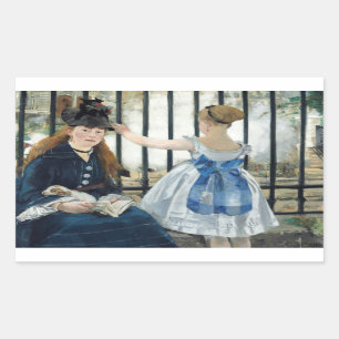 Pegatina Rectangular Eduardo Manet - el ferrocarril