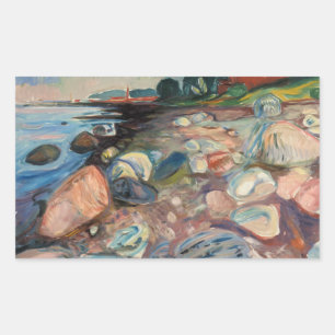Pegatina Rectangular Edvard Munch - Shore with Red House