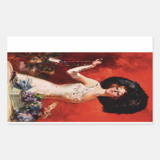 Pegatina Rectangular Edwardian Glamour Chica
