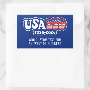 Pegatina Rectangular EE. UU. 250 - 250 cumpleaños de Estados Unidos Roj
