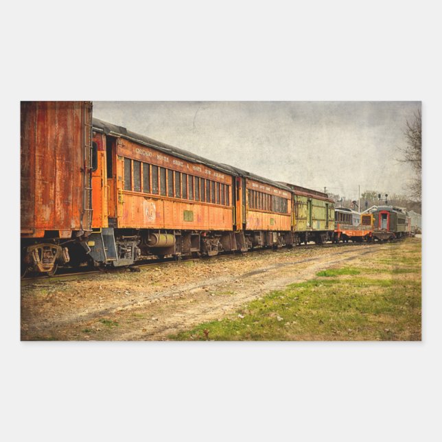 Pegatina Rectangular EE. UU., Indiana. El Museo del Ferrocarril de Nort (Anverso)
