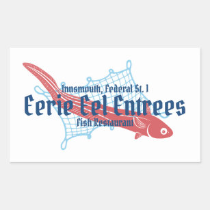 Pegatina Rectangular Eerie Eel Entree Innsmouth Fish Restaurantes