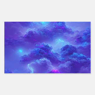 Pegatina Rectangular Efecto cielo de neón azul