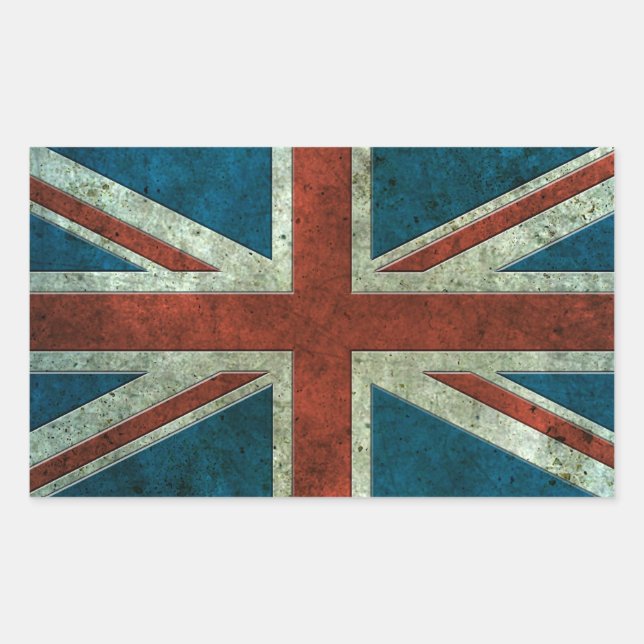 Pegatina Rectangular Efecto de acero de la edad avanzada de la bandera  (Anverso)