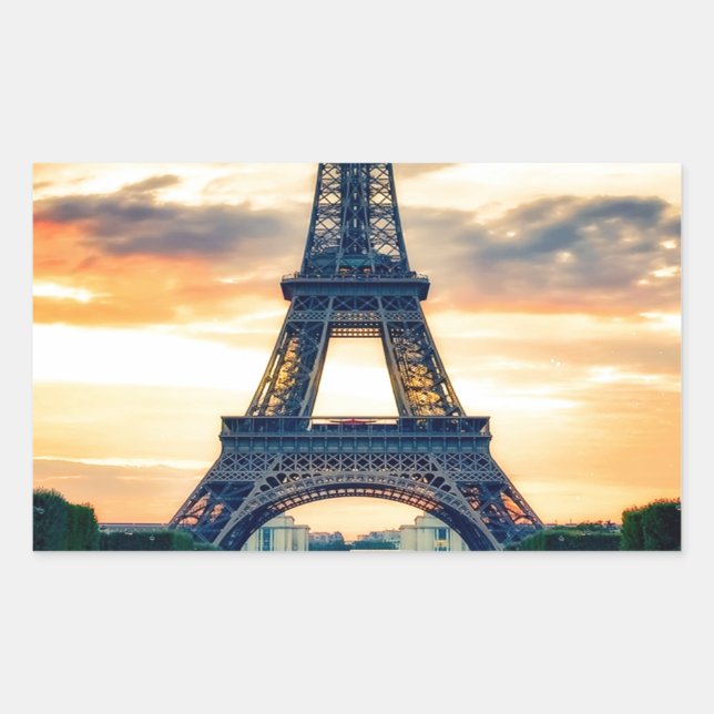 Pegatina Rectangular Effel Tower Paris Evending European Travel (Anverso)
