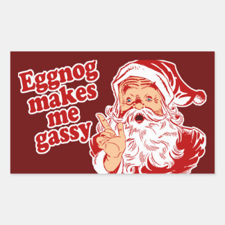 Pegatina Rectangular Eggnog hace Santa Gassy