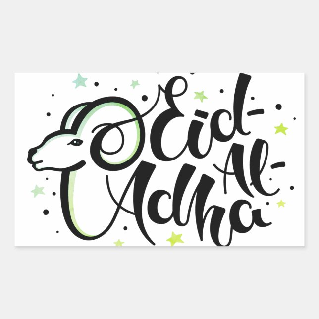 Pegatina Rectangular Eid al-adha mubarak (Anverso)