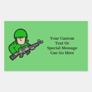 Pegatina Rectangular Ejército: El arte del soldado militar Camo Green D