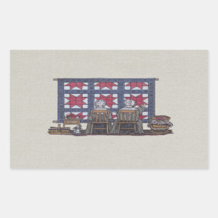 Pegatina Rectangular El acolchar de las mujeres de Amish