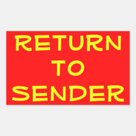Pegatina Rectangular El amarillo regresa al remitente en rojo