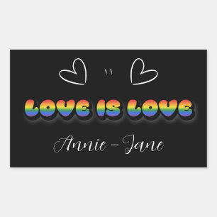 Pegatina Rectangular El amor es amor Arcoíris LGBTQ