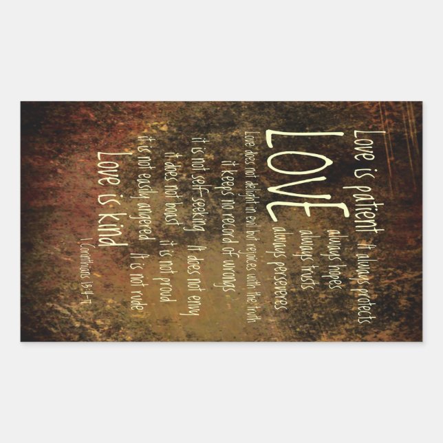 Pegatina Rectangular El amor es la mezcla del paciente (Anverso)