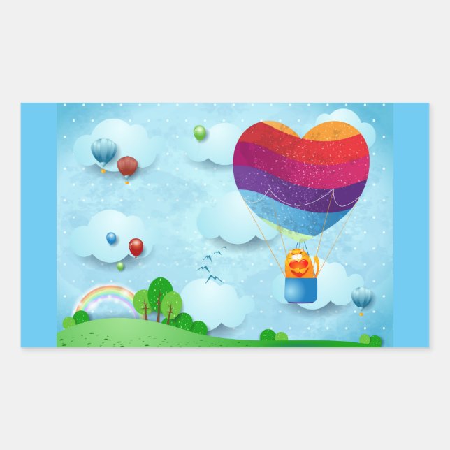 Pegatina Rectangular El amor está en el aire (Anverso)