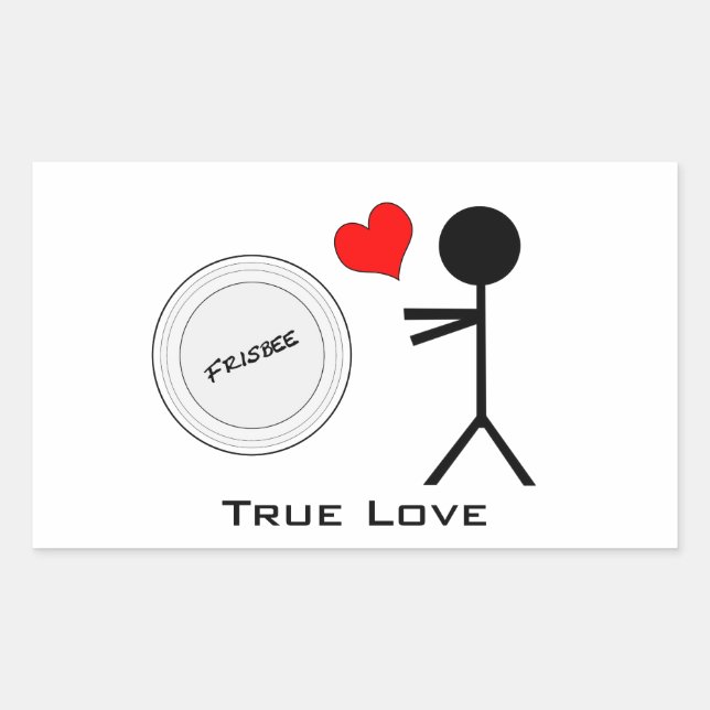 Pegatina Rectangular El amor verdadero de Frisbee (Anverso)