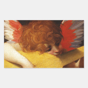 Pegatina Rectangular El ángel musical - Navidad vintage