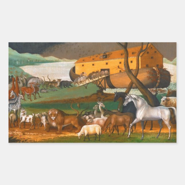 Pegatina Rectangular El arca de Edward Hicks Noah (Anverso)