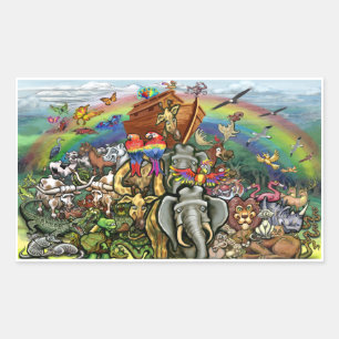 Pegatina Rectangular El arca de Noé