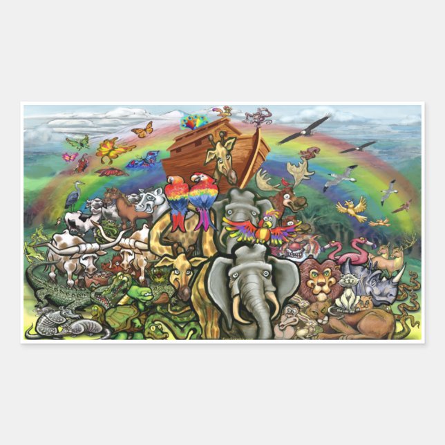 Pegatina Rectangular El arca de Noé (Anverso)