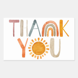 Pegatina Rectangular El arcoiris boho y el sol colorido gracias