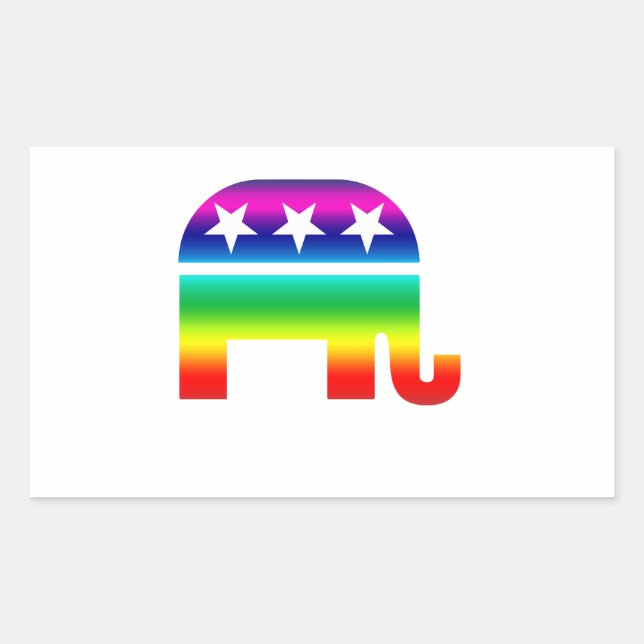 Pegatina Rectangular El arcoiris original del elefante republicano (Anverso)