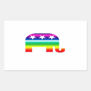 Pegatina Rectangular El arcoiris original del elefante republicano