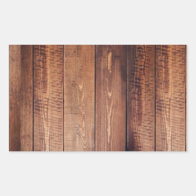 Pegatina Rectangular El aspecto de la madera real (Anverso)