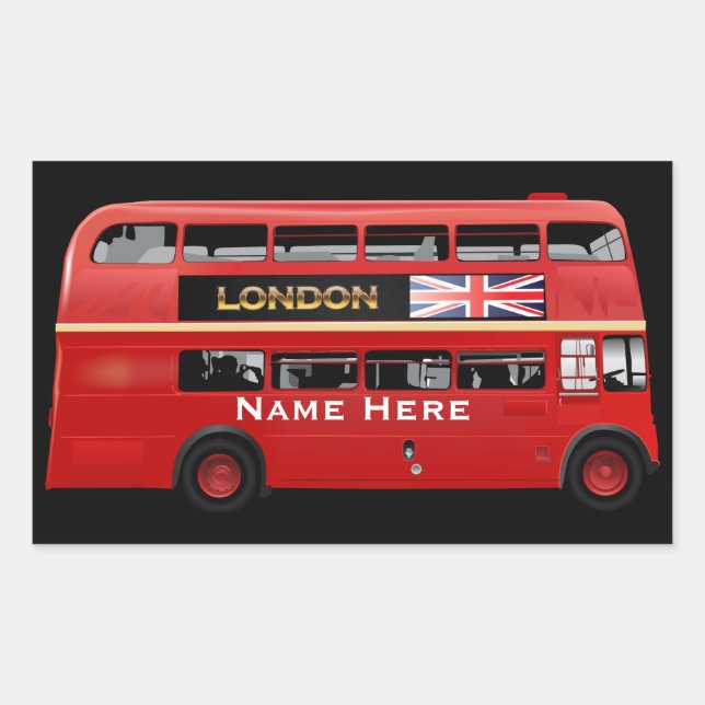 Pegatina Rectangular El autobús rojo de Londres (Anverso)