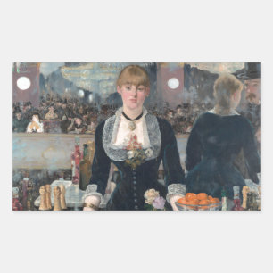 Pegatina Rectangular El bar A del Edouard Manet en el Folies-Bergère