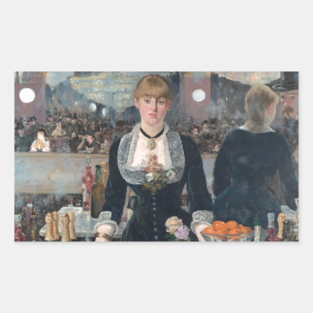Pegatina Rectangular El bar A del Edouard Manet en el Folies-Bergère (Anverso)