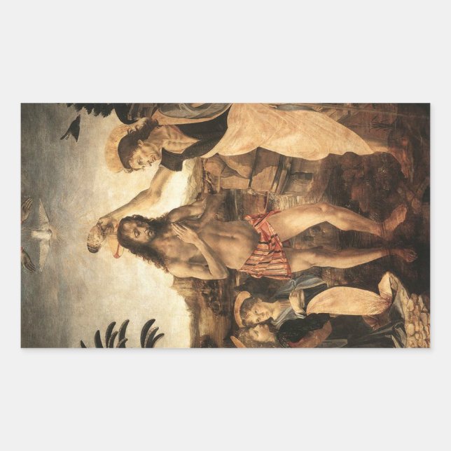 Pegatina Rectangular 'El bautismo de Cristo' (Anverso)