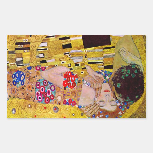 Pegatina Rectangular El beso de Gustav Klimt (Anverso)