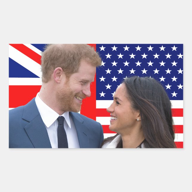 Pegatina Rectangular El Boda real Harry y Meghan (Anverso)