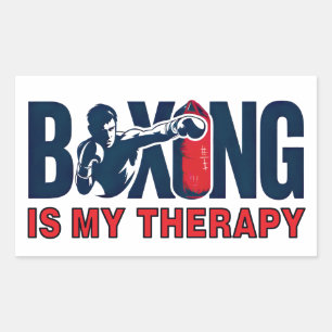 Pegatina Rectangular El boxeo es mi terapia