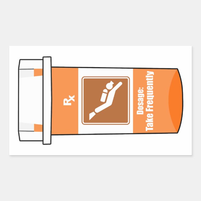 Pegatina Rectangular El buceo es mi droga (Anverso)