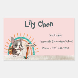 Pegatina Rectangular El Bulldog francés aburrido regresa al arcoiris es