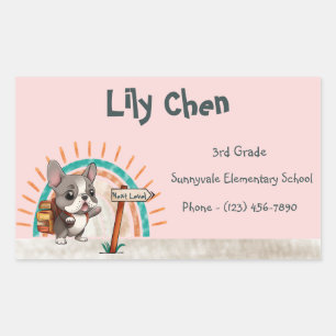 Pegatina Rectangular El Bulldog francés aburrido regresa al arcoiris es