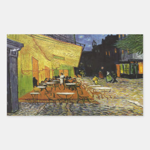 Pegatina Rectangular El café nocturno de Van Gogh