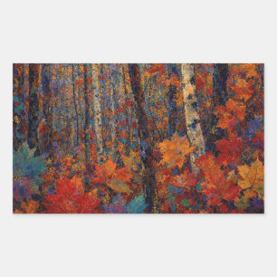 Pegatina Rectangular "El camino secreto del ciervo" – Un paisaje colori