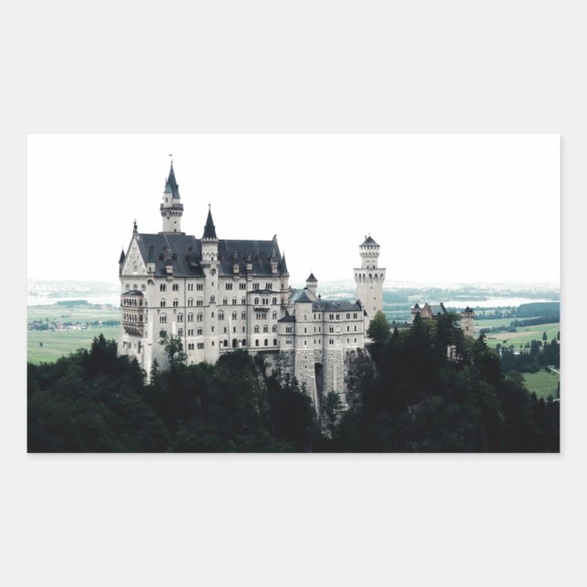 Pegatina Rectangular El Castillo Neuschwanstein (Anverso)