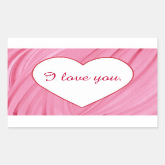 Pegatina Rectangular El corazón blanco sobre rojo rosa ama a tus pegati