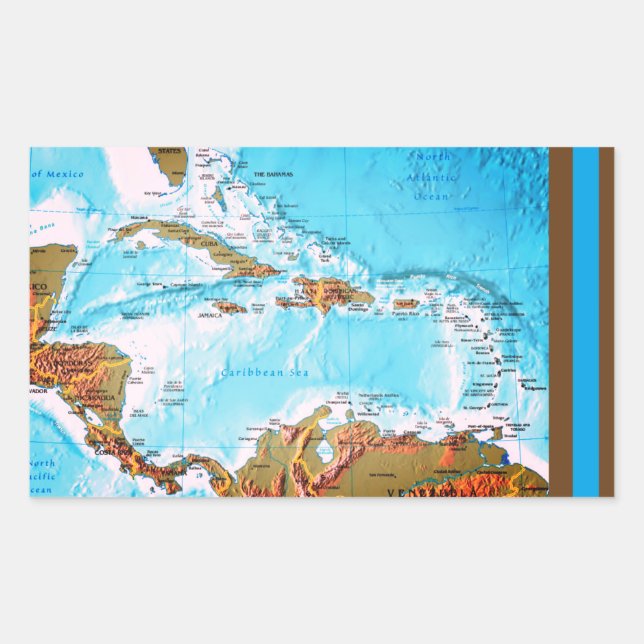 Pegatina Rectangular El del Caribe (mapa) (Anverso)