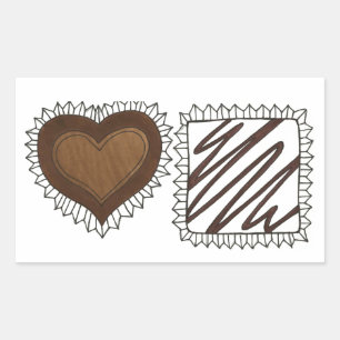 Pegatina Rectangular El día de San Valentín Chocoholic Chocolate Bon Bo