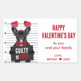 Pegatina Rectangular El día de San Valentín Mugshot Guilty Love Dog Fun