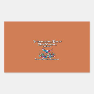 Pegatina Rectangular El Día Internacional de la No Violencia. 2 de octu