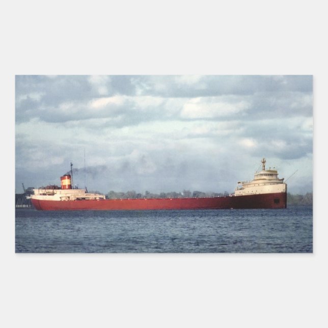 Pegatina Rectangular El Edmund Fitzgerald al río St. Clair (Anverso)