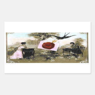 PEGATINA RECTANGULAR EL EL DÍA DE SAN VALENTÍN ROMÁNTICO AMA EL CORAZÓN