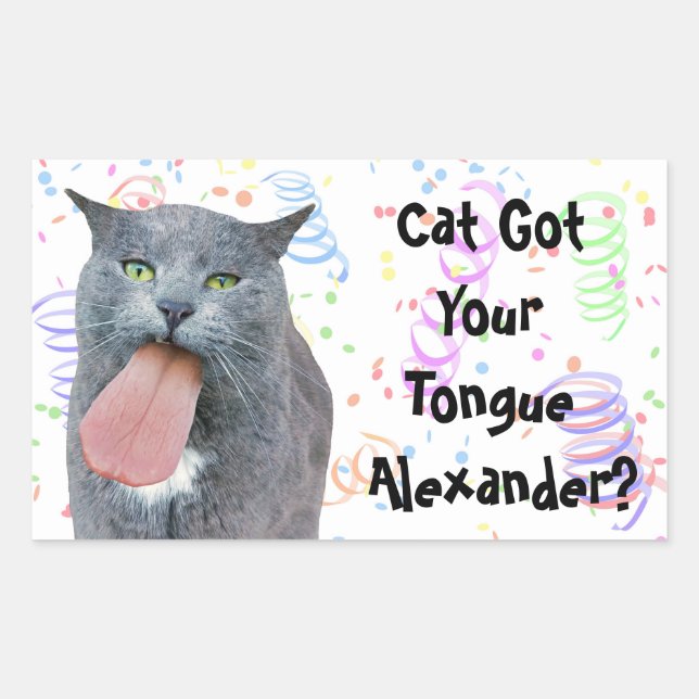 Pegatina Rectangular ¿El Gato fiesta Tiene Su Lengua? (Anverso)