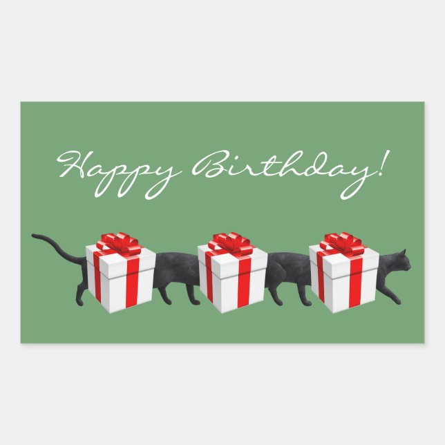 Pegatina Rectangular El gato más largo del mundo (Anverso)