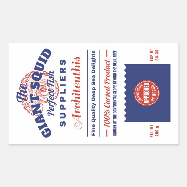 Pegatina Rectangular El gigante de la pesca del calamar Innsmouth (Anverso)