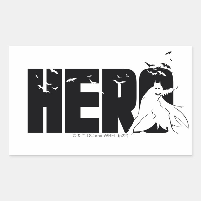 Pegatina Rectangular El gráfico "Héroe" de Batman (Anverso)